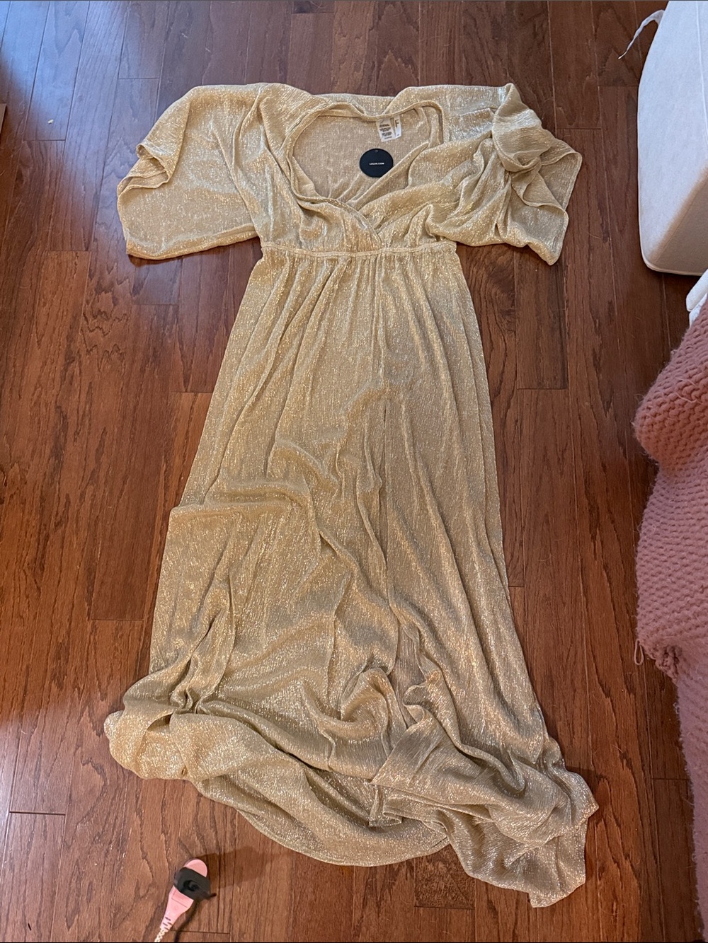 Lulu's Gold Shimmer Maxi Swim Coverup